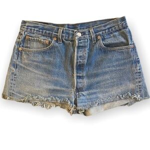 LEVIS Vintage 501xx High Rise Cutoff Denim Button Fly Shorts Frayed Sz 11 (30”)